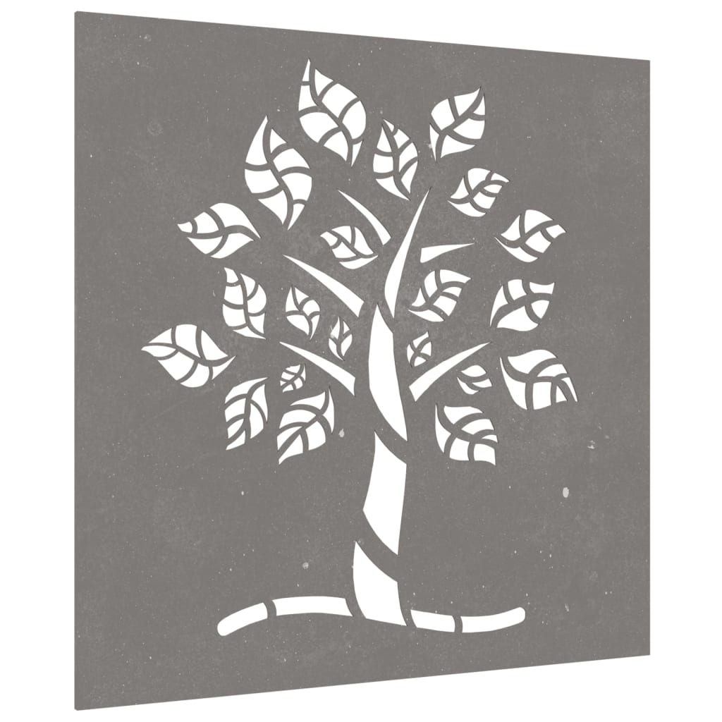 Decoração p/ muro de jardim 105x55 cm aço corten design árvore