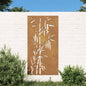 Decoração p/ muro de jardim 105x55 cm aço corten design bambu