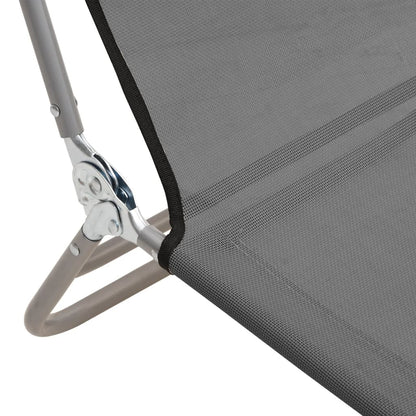 Espreguiçadeiras dobráveis 2 pcs textilene e aço cinzento