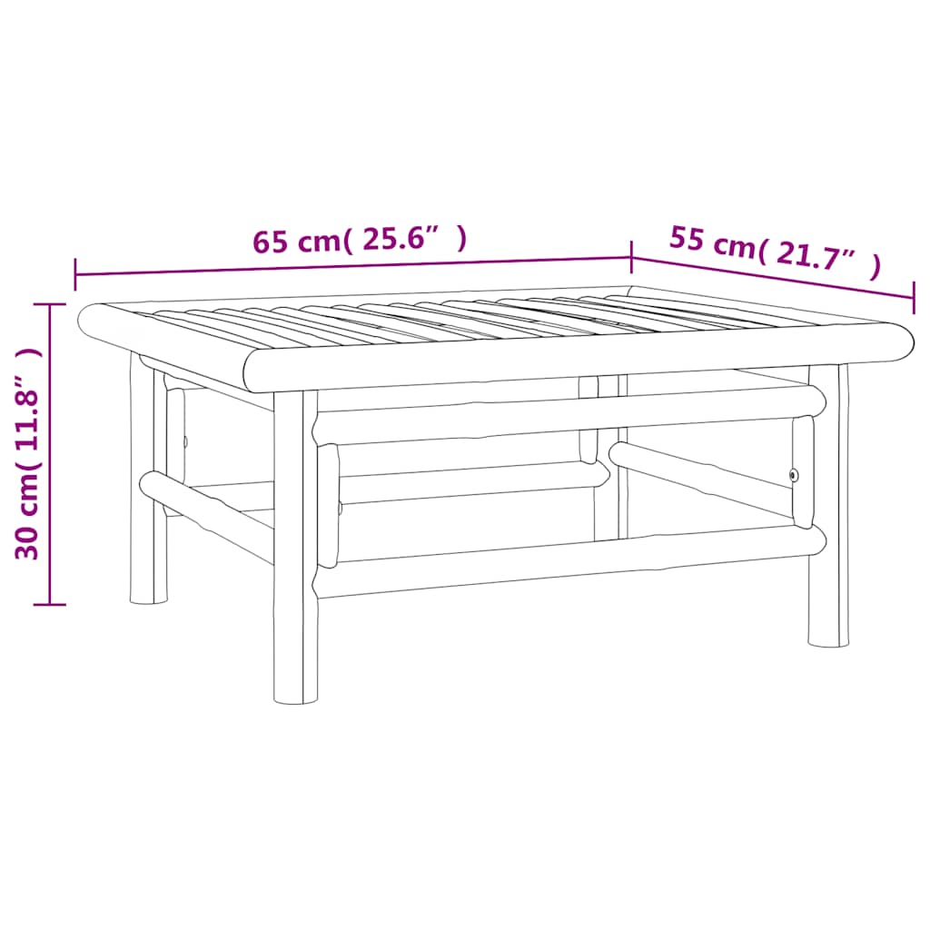 Mesa de jardim 65x55x30 cm bambu