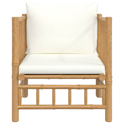 Sofá de jardim bambu com almofadões branco nata