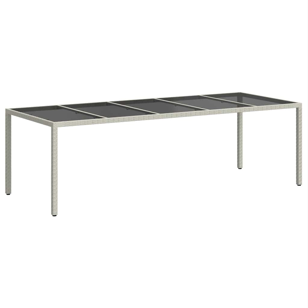 Mesa de jardim 250x100x75 cm vime PE/vidro temperado branco