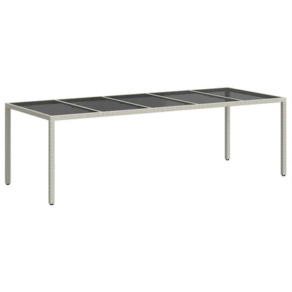 Mesa de jardim 250x100x75 cm vime PE/vidro temperado branco