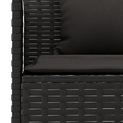 Sofá em forma de L p/ jardim c/ almofadões vime PE preto