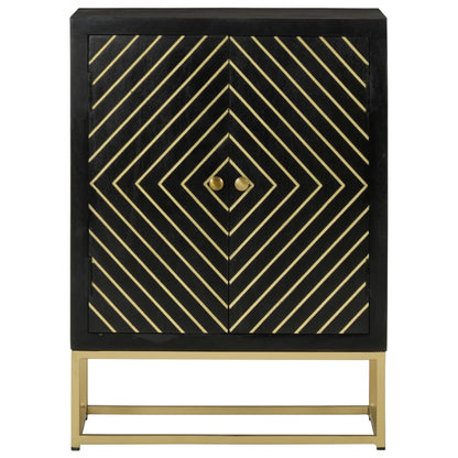 Aparador com 2 portas 55x30x75cm mangueira maciça preto/dourado