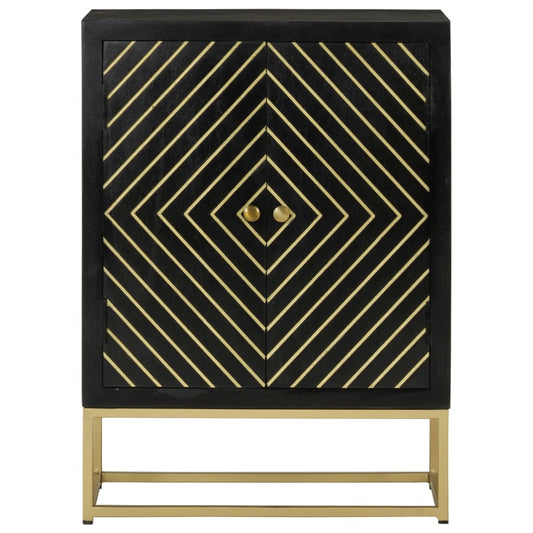 Aparador com 2 portas 55x30x75cm mangueira maciça preto/dourado