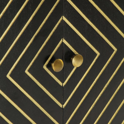 Aparador com 2 portas 55x30x75cm mangueira maciça preto/dourado