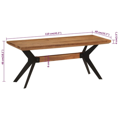 Banco de jantar 110x40x46 cm madeira de acácia maciça e aço