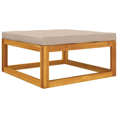 Apoio pés jardim acácia maciça c/ almofadão cinza-acastanhado