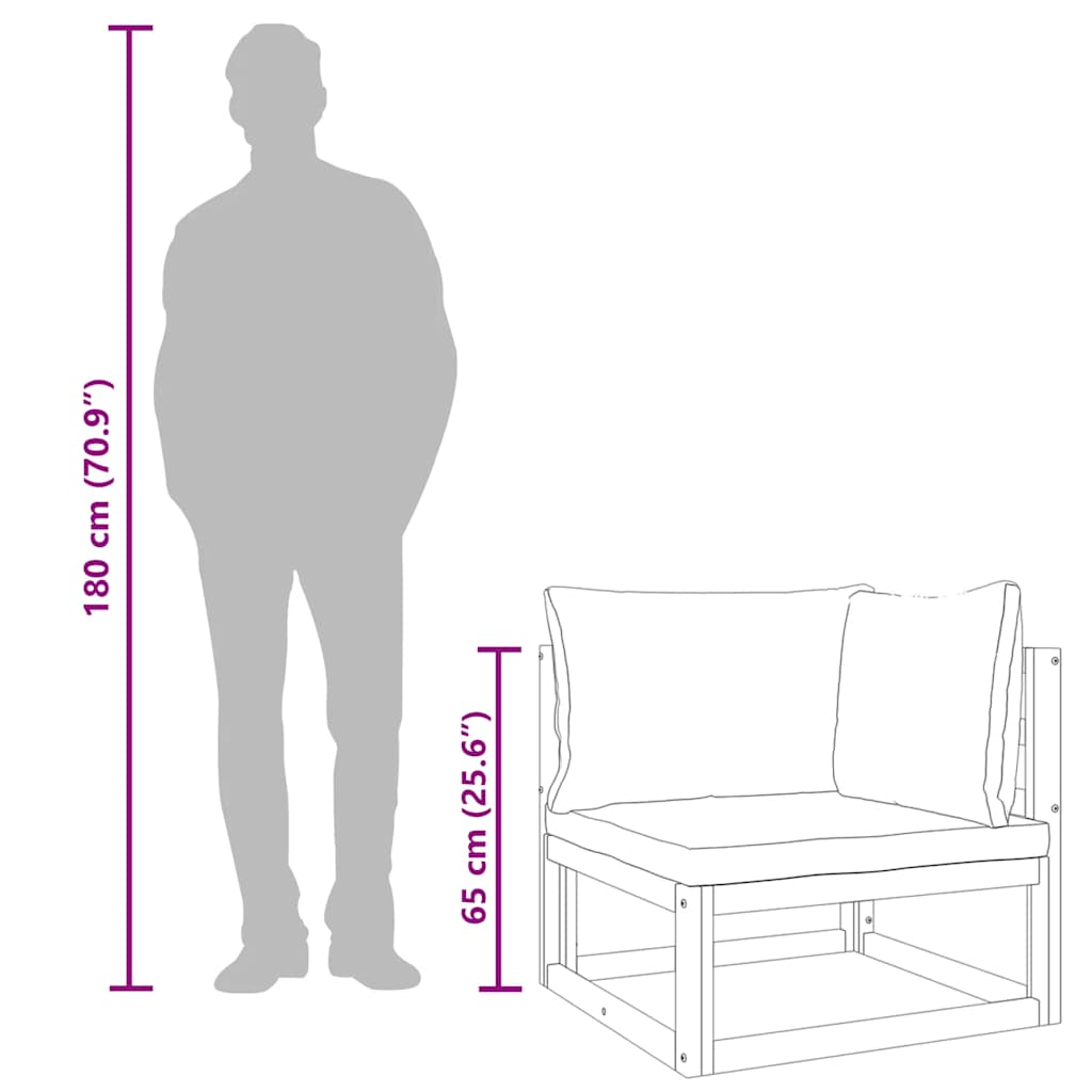 Sofá de canto seccional acácia maciça c/ almofadões cinza-claro