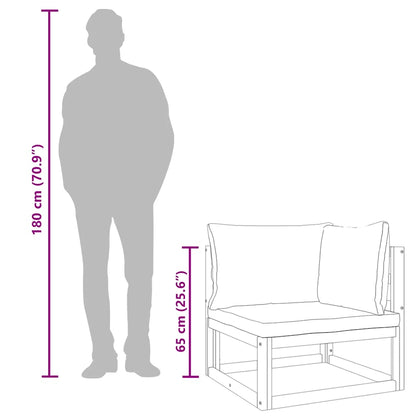 Sofá de canto seccional acácia maciça c/ almofadões cinza-claro