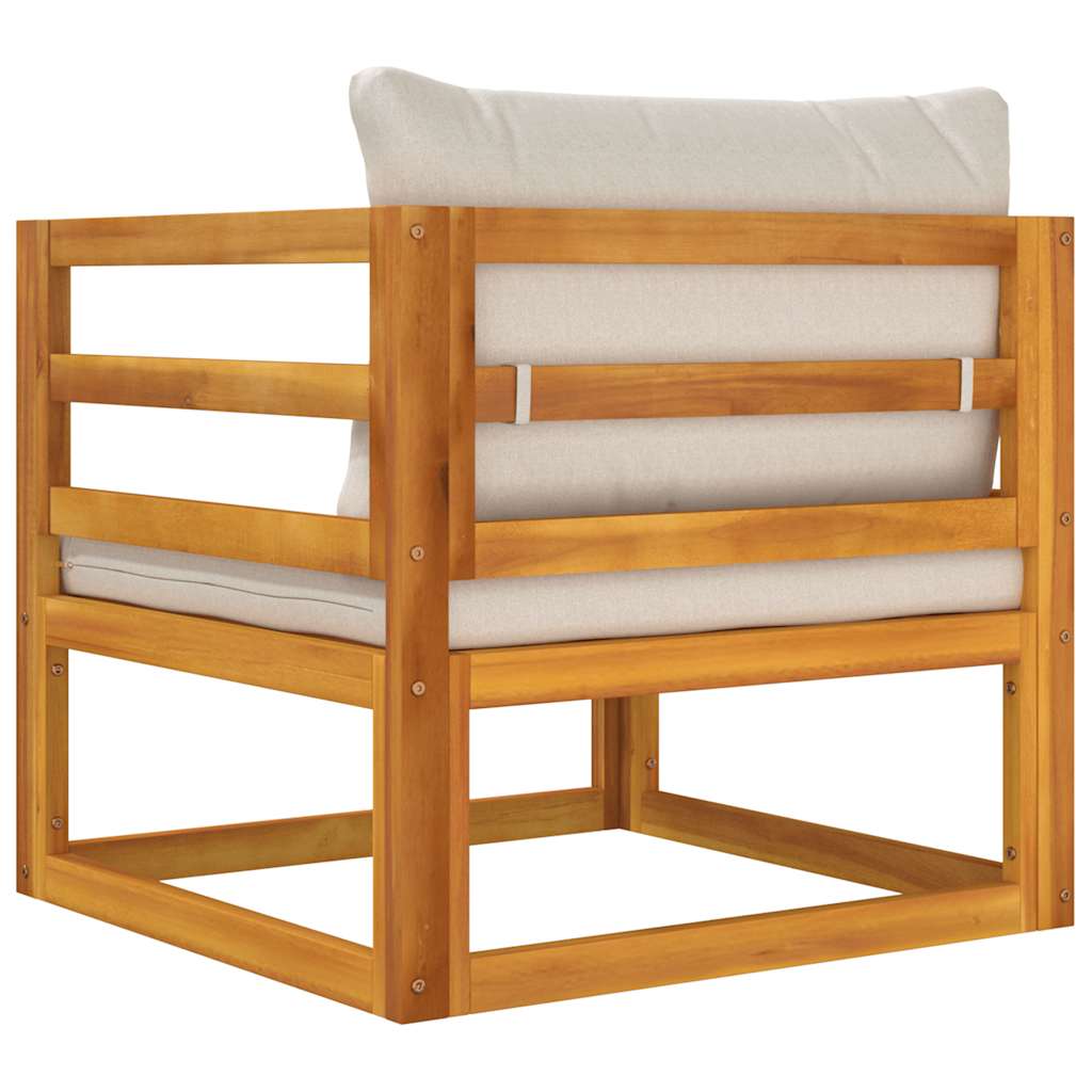 Cadeira de jardim acácia maciça c/ almofadões cinzento-claro