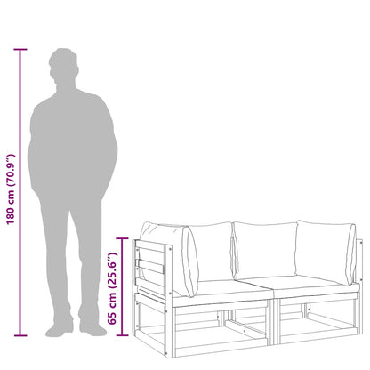 Sofás canto seccionais 2 pcs acácia maciça c/ almofadões verdes