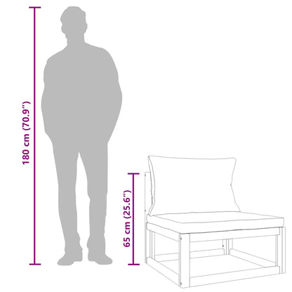 Sofá de centro de jardim acácia maciça c/ almofadões verdes