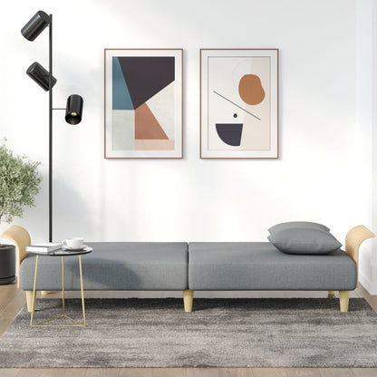 Sofá-cama com apoio de braços tecido cinzento-claro