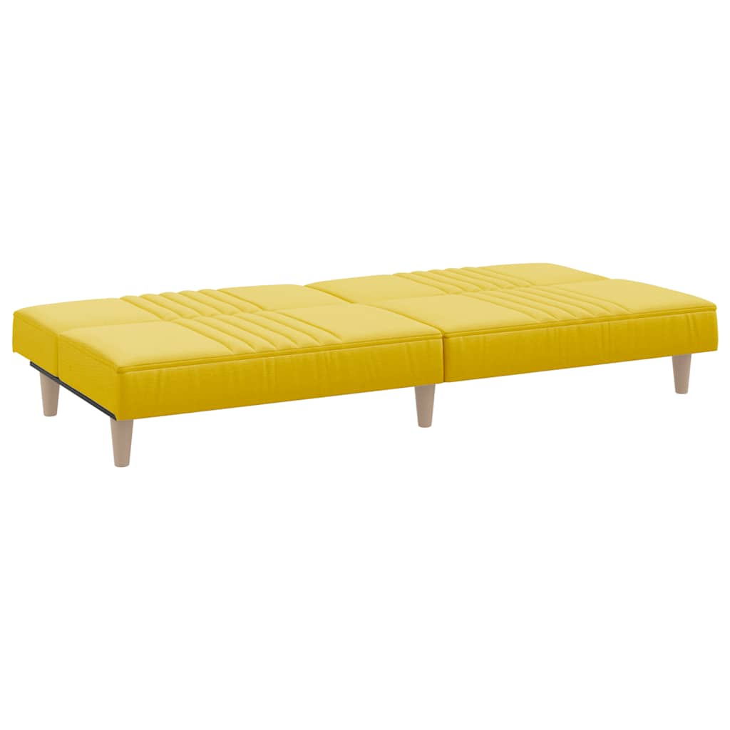 Sofá-cama tecido amarelo-claro