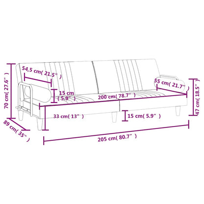 Sofá-cama com apoio de braços veludo azul