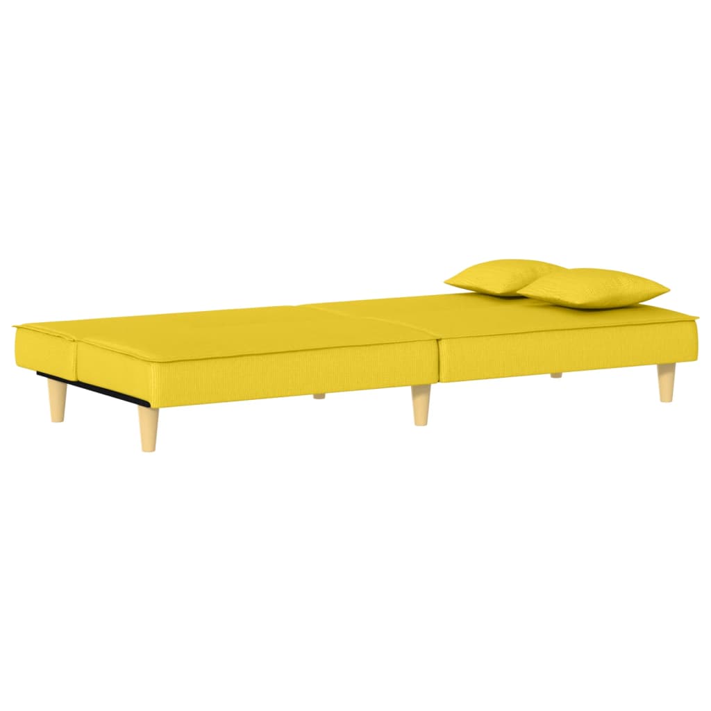 Sofá-cama tecido amarelo-claro