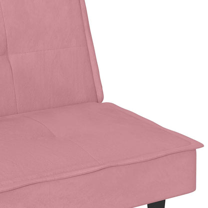Sofá-cama com suporte para copos veludo rosa