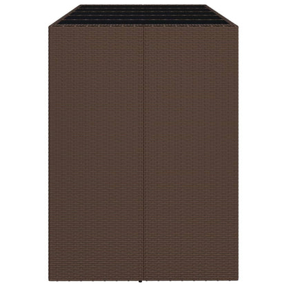 Mesa de bar com tampo de vidro 185x80x110 cm vime PE castanho