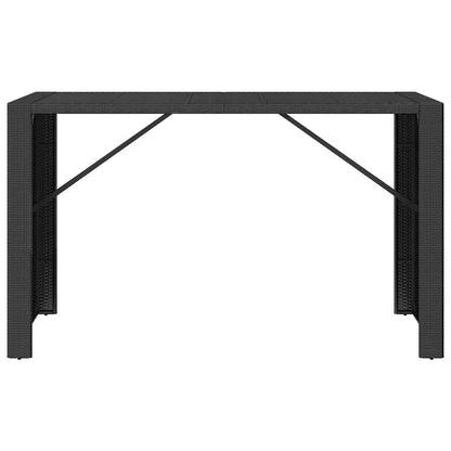 Mesa de bar com tampo de vidro 185x80x110 cm vime PE preto