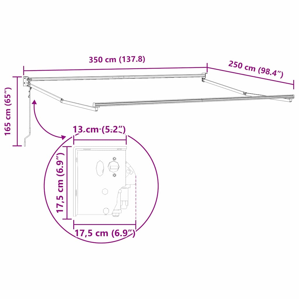 Toldo Branco 3,5 x 2,5 m Metal