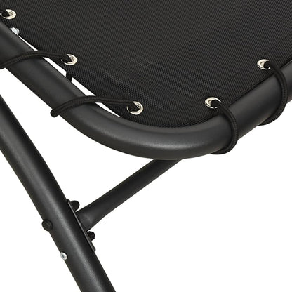 Espreguiçadeira com toldo 167x80x195 cm tecido e aço preto
