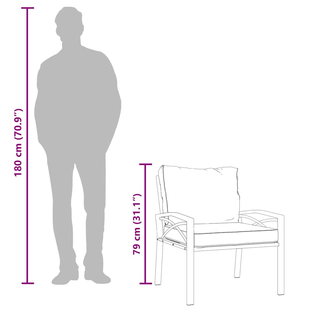 Cadeiras de jardim c/ almofadões cor areia 2 pcs 68x76x79cm aço