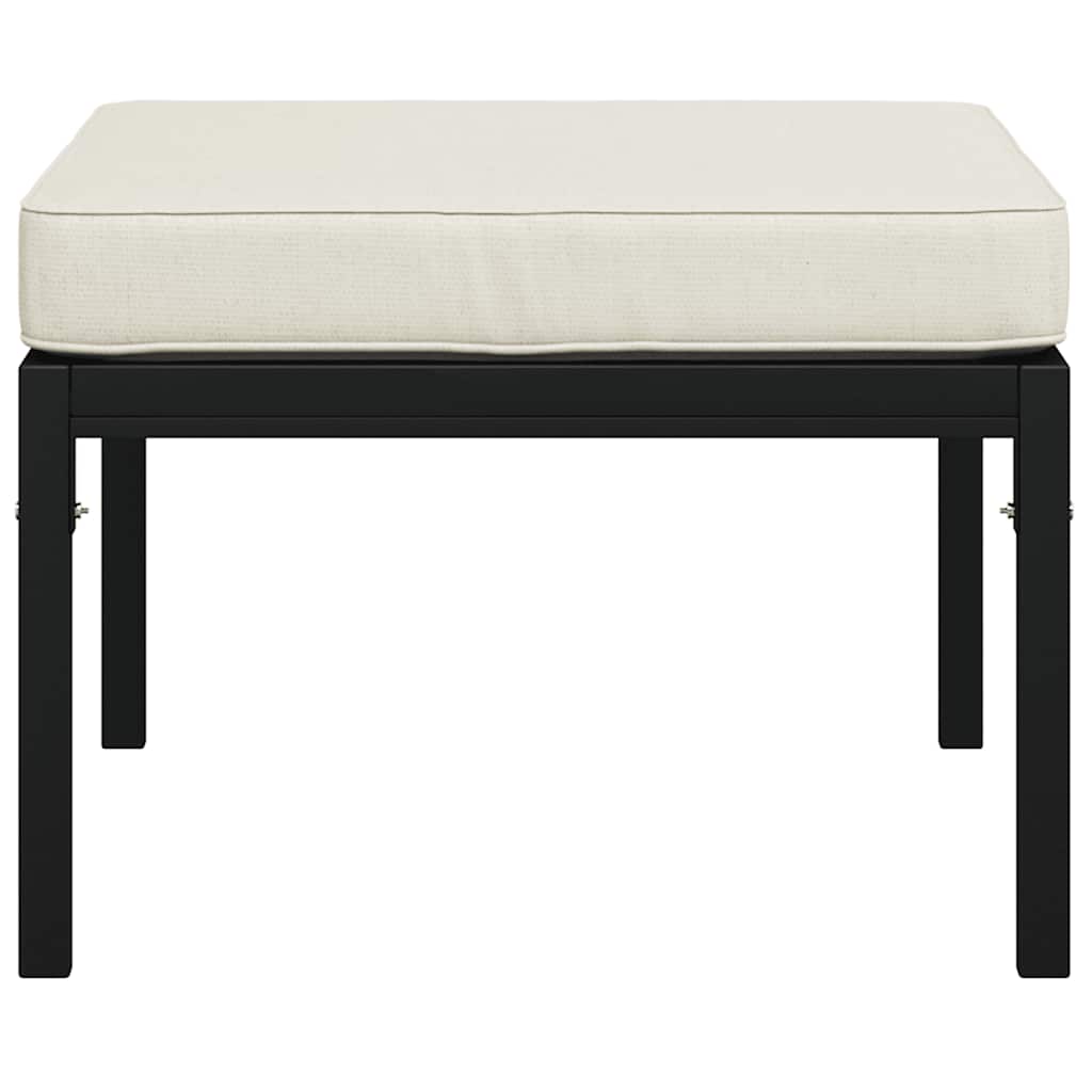 Apoios pés jardim c/ almofadões cor areia 2 pcs 60x60x35 cm aço