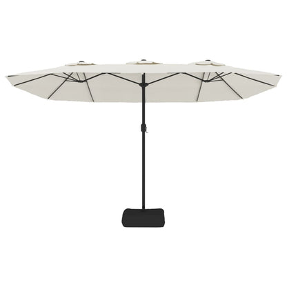 Guarda-sol de jardim c/ cabeça dupla/LED 449x265cm branco areia