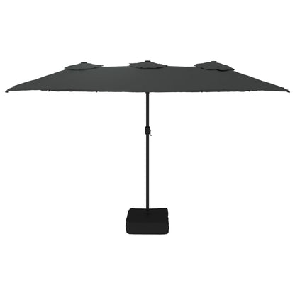 Guarda-sol de jardim c/ cabeça dupla/LED 449x265 cm antracite