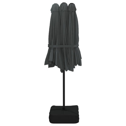 Guarda-sol de jardim c/ cabeça dupla/LED 449x265 cm antracite