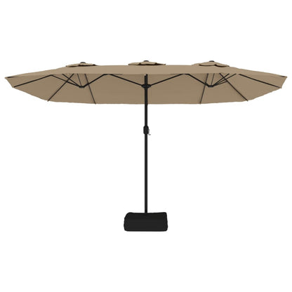 Guarda-sol de jardim cabeça dupla/LED 449x265cm cinza-acastanho