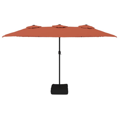 Guarda-sol de jardim c/ cabeça dupla/LED 449x265 cm terracotta