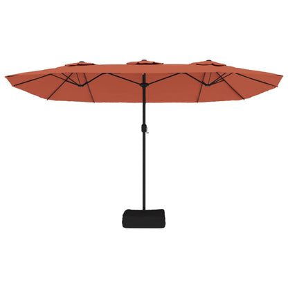 Guarda-sol de jardim c/ cabeça dupla/LED 449x265 cm terracotta
