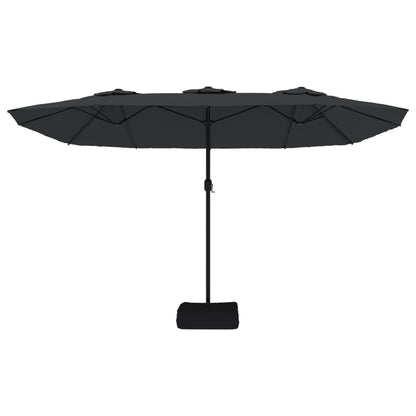 Guarda-sol de jardim c/ cabeça dupla/luzes LED 449x265 cm preto