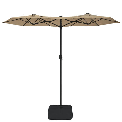 Guarda-sol jardim c/ cabeça dupla 316x145 cm cinza-acastanhado