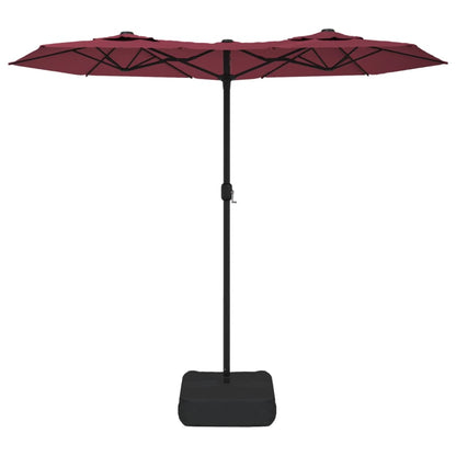 Guarda-sol de jardim com cabeça dupla 316x145 cm bordô