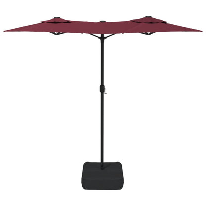 Guarda-sol de jardim com cabeça dupla 316x145 cm bordô