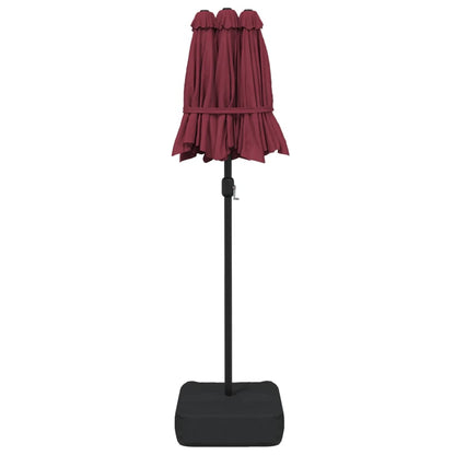 Guarda-sol de jardim com cabeça dupla 316x145 cm bordô