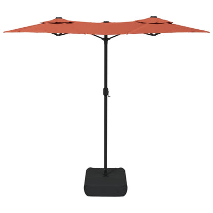 Guarda-sol de jardim com cabeça dupla 316x145 cm terracotta