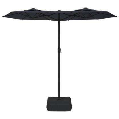 Guarda-sol de jardim com cabeça dupla 316x145 cm preto