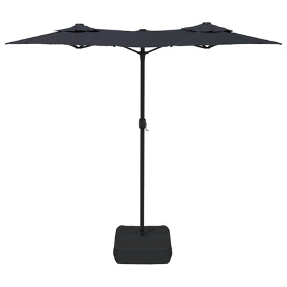 Guarda-sol de jardim com cabeça dupla 316x145 cm preto