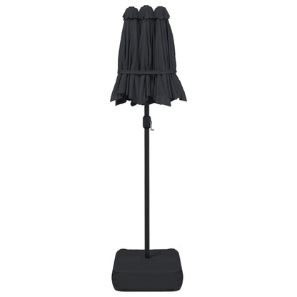 Guarda-sol de jardim com cabeça dupla 316x145 cm preto