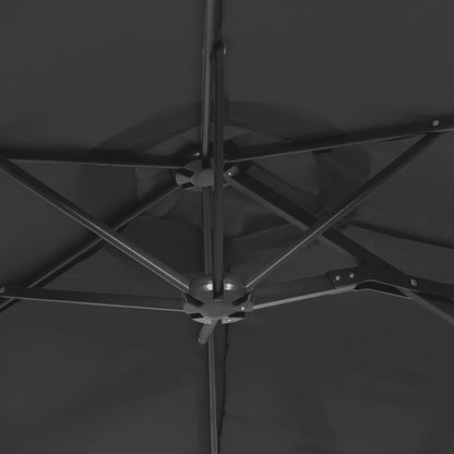 Guarda-sol de jardim com cabeça dupla 316x145 cm preto