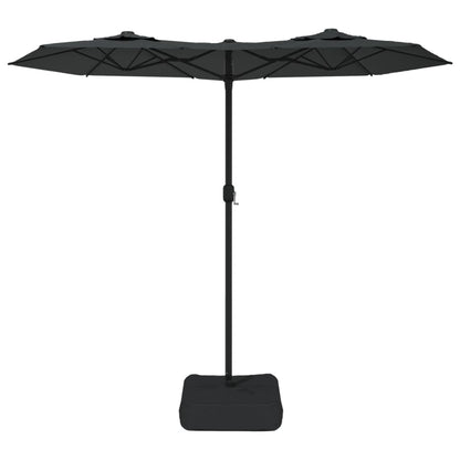 Guarda-sol jardim c/ cabeça dupla/luzes LED 316x145cm antracite