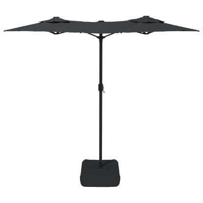 Guarda-sol jardim c/ cabeça dupla/luzes LED 316x145cm antracite