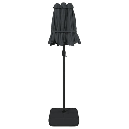 Guarda-sol jardim c/ cabeça dupla/luzes LED 316x145cm antracite