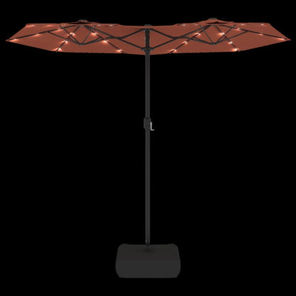 Guarda-sol de jardim c/ cabeça dupla/LED 316x145 cm terracotta