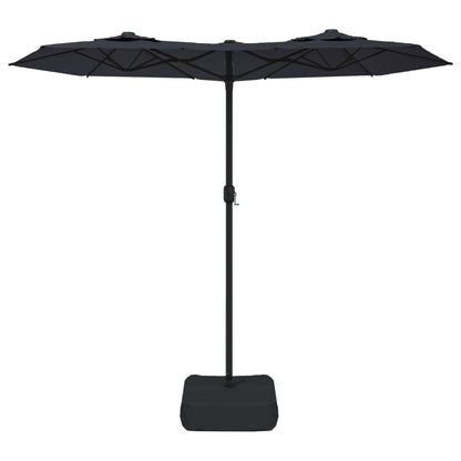 Guarda-sol de jardim c/ cabeça dupla/luzes LED 316x145 cm preto